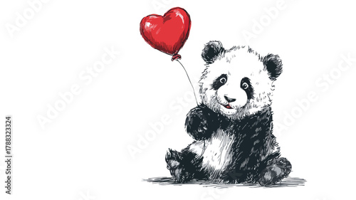 Cute Panda Bear Valentine Vector Illustration for Design Projects