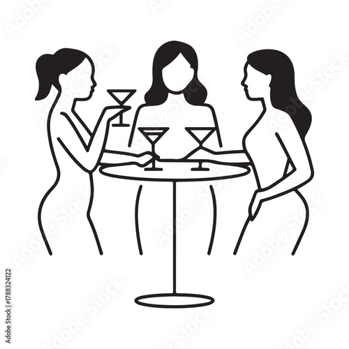 Three women enjoying drinks at a table