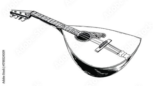 Hand Drawn Balalaika Musical Instrument Vector Illustration