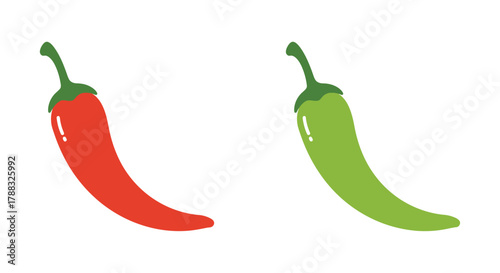 Illustration of two chili peppers one red and one green simple design