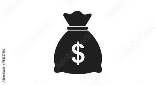 Black silhouette of a money bag with a dollar sign symbol