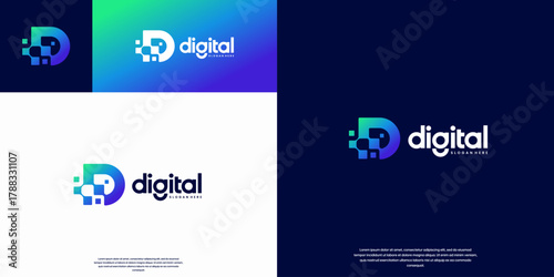 electrical system education logo, with letter concepts, network connections, digital services, vector graphic templates.