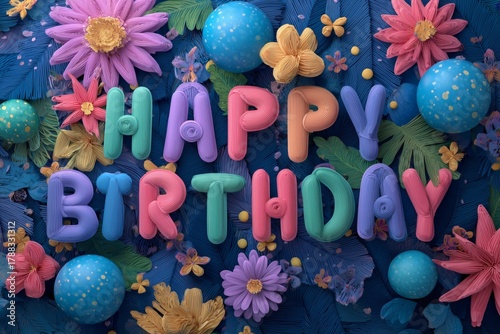 Colorful Birthday Decorations With Flowers and Balloons Create a Joyful Celeb...