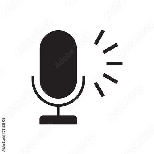 Voice Activated Solid Microphone with Radial Light Rays Icon