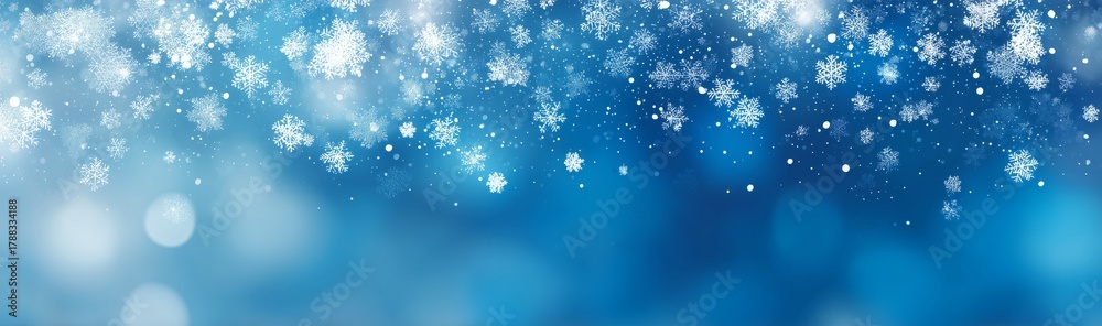 Fototapeta premium Delicate Snowflakes Falling Gently Against a Winter Night Sky