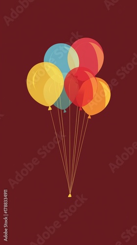Colorful Balloons Floating Against a Solid Background for Festive Occasions a...