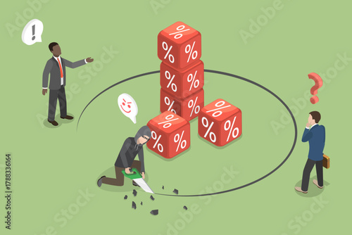 3D Isometric Flat Vector Illustration of Financial Fraud, Challenges In Business, Theft, And Failure
