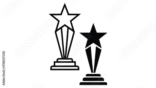 Vector art of Star trophy icons symbolizes achievement, success, recognition, and award in various fields and competitions