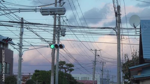 夕方の日本の住宅地の空の風景