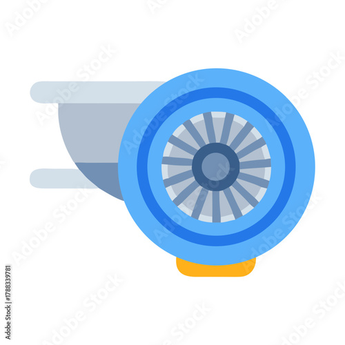 Isolated flat illustration of a turbine on black background