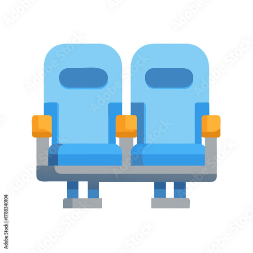 Blue cinema seats isolated on black background illustration
