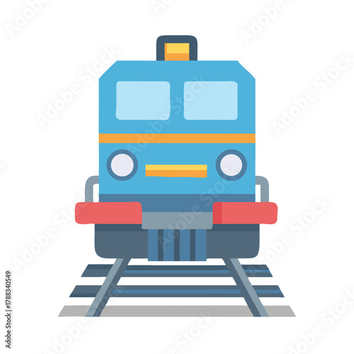 Flat design illustration of a blue train front view