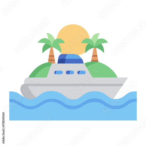 Luxury Yacht sailing to a tropical island paradise getaway