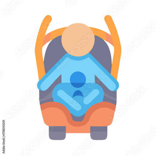 Baby securely seated in car seat safety illustration