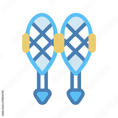Stylized icon of snowshoes on a black background