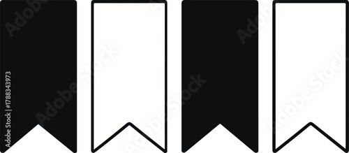 Clean Monochrome Bookmark and Flag Icons Minimalist Vector Illustration