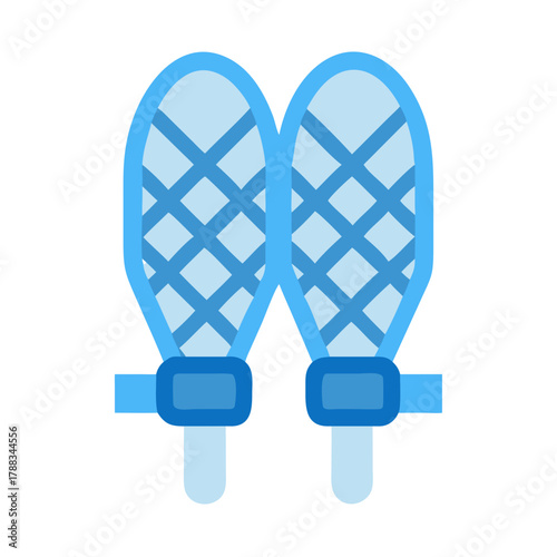 Snowshoes in Light and Dark Blue on Black Background