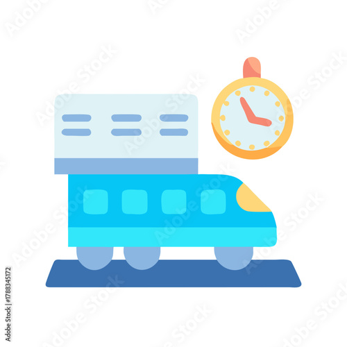 Train delivery with speed icon for logistics illustration