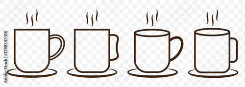 Coffee cup icon. Set of vector cups with coffee. Coffee cup logo.