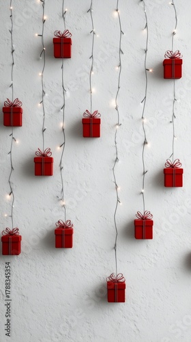 Festive Red Gift Boxes With Lights Create a Cheerful Display for the Holiday ...