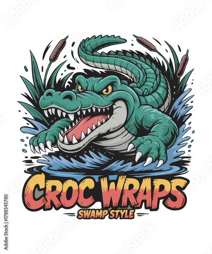 Ferocious Crocodile Mascot T Shirt Design