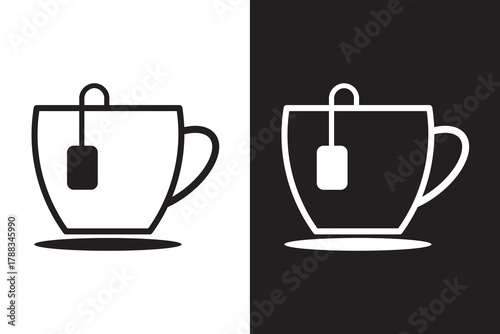 Elegant black and white coffee cup icons for modern cafe branding and menu design projects.