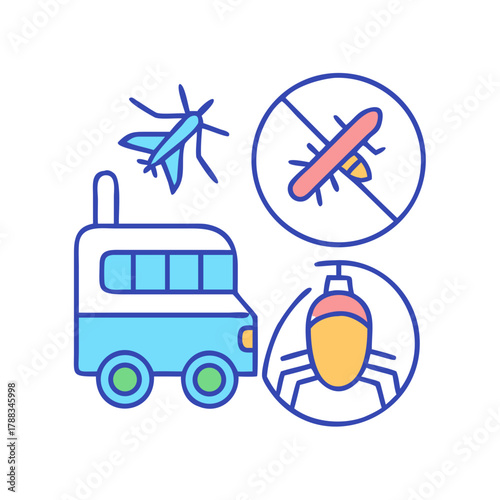 Pest control with a bus and various kinds of insects