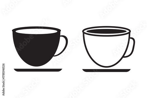 Hot cup beverage vector icon set. Tea or coffee cups icons.