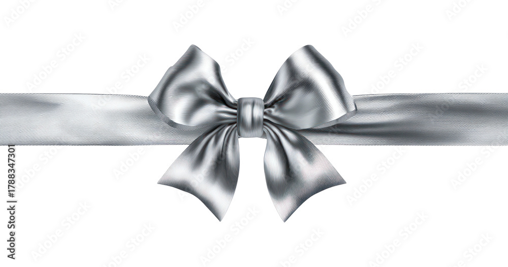 Naklejka premium PNG Elegant silver ribbon bow decoration.