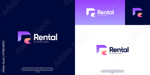 letter logo with a rental business concept, modern digital technology, vector graphic template.