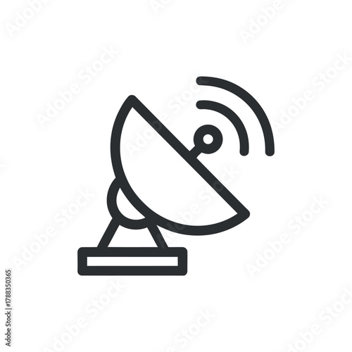 Satellite antenna isolated vector in black color communication dish 120 character seo title