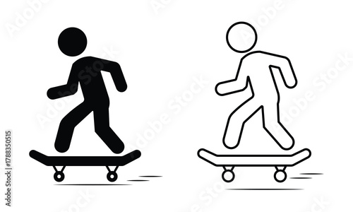 Skateboard icon vector. Silhouette of skate board icon with man. Vector illustration.