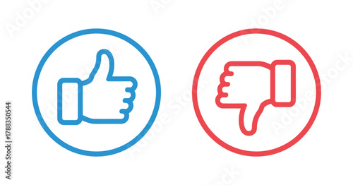 Thumb up and thumb down line icons like dislike feedback concept vector exactly 120 characters