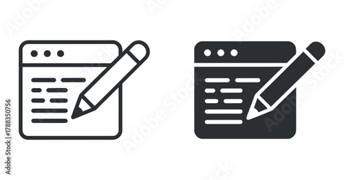 Blog post vector icon illustration article writing concept website content edit text message isolated communication professional high quality