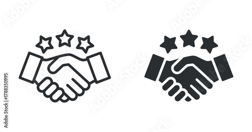 Creative business deal icon concept and handshake success for collaboration with minimal style and clean composition vector isolated illustration