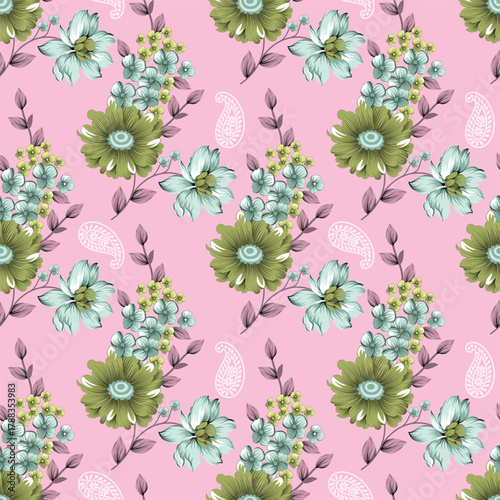 Classic Popular Flower Seamless pattern background - For easy making seamless pattern use it for filling any contours