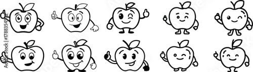 Cartoon vector illustration set of black and white flower silhouettes for coloring book design