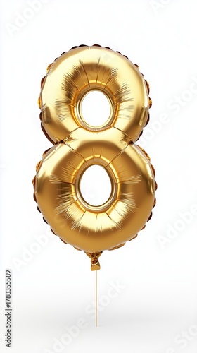 Bright Golden Number 8 Balloon Decoration for Celebrations and Parties