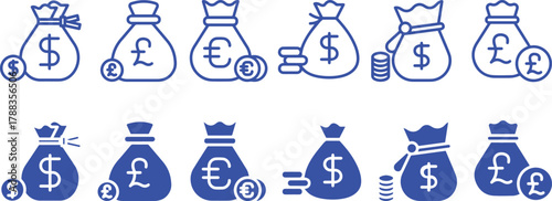 money bag icon dollar sign, currency, finance, banking, financial, investment, business, cash, wealth, currency exchange