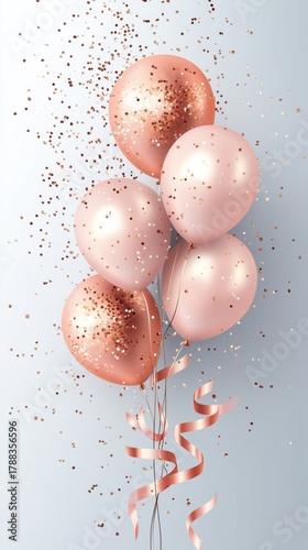 Colorful Balloons With Glitter in a Festive Background for Celebrations and S...