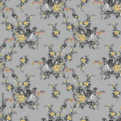 Classic Popular Flower Seamless pattern background - For easy making seamless pattern use it for filling any contours