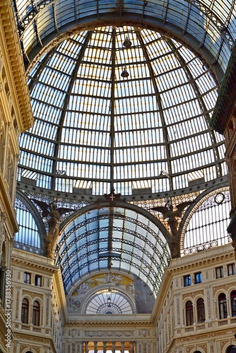 Interior details of the Galleria Umberto I, built in the 19th century in Naples, Campania, Italy