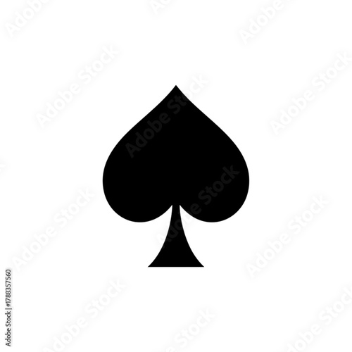 Black spade card suit symbol on a transparent background