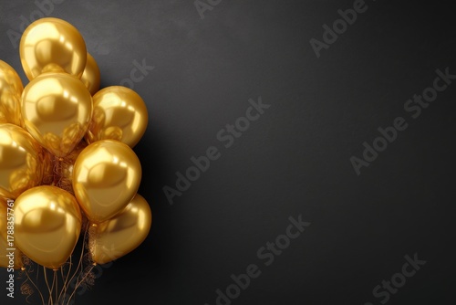 Golden Balloons Arranged Artfully on a Dark Background Ready for Celebration ...