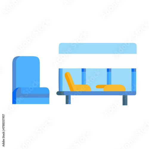 Stylized vector illustration of waiting room seats in flat design