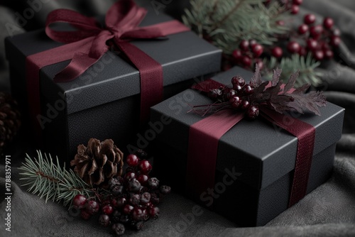 Beautifully Wrapped Holiday Gifts With Elegant Ribbons and Seasonal Greenery ...