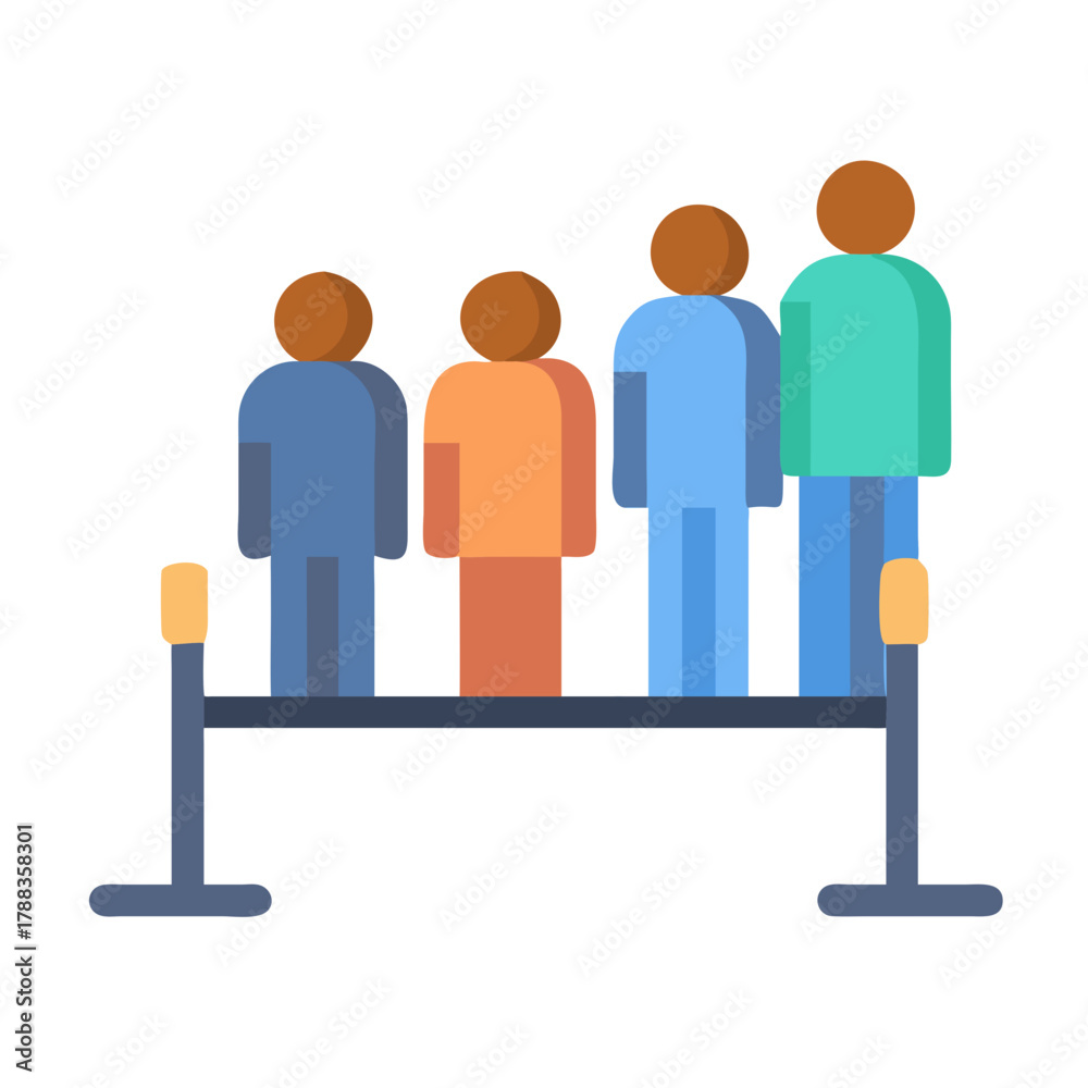 Obraz premium Abstract People Waiting Behind Rope Line in Flat Design