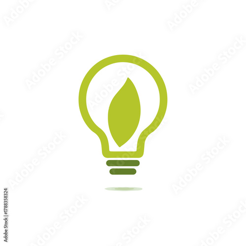 Eco-Friendly Lightbulb with Leaf Green Energy Concept