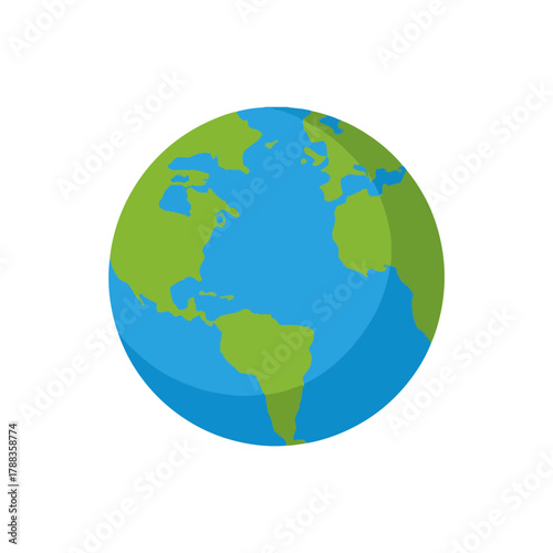 Flat Earth Icon Blue and Green Globe Design