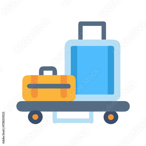 Luggage cart with a suitcase and briefcase on black